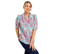 M&Co Womens Paisley Print Puff Sleeve Blouse - Women's Pink