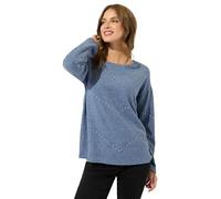 M&Co Womens Pearl Embellished Knitted Jumper - Women's Blue