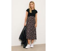 M&Co Women's Petite 2 In 1 Spot Maxi Dress in Black | Size: 16 M&Co Black 16