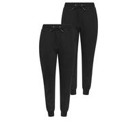 M&Co Women's Petite 2 Pack Cuffed Joggers in Black | Size: 12 M&Co Black 12