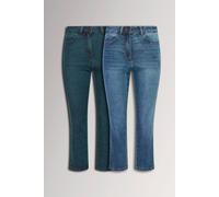 M&Co Women's Petite 2 Pack Straight Leg Jeans in Blue | Size: 10