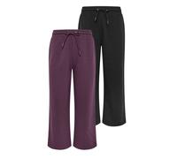 M&Co Women's Petite 2 Pack Wide Leg Joggers in Purple | Size: 10