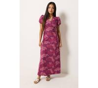 M&Co Women's Petite Abstract Maxi Wrap Dress in Pink | Size: 18