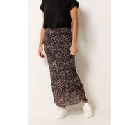 M&Co Women's Petite Abstract Print Mesh Maxi Skirt in Black | Size: 18 M&Co Black 18