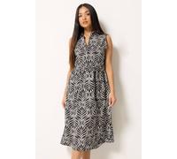 M&Co Women's Petite Abstract Sleeveless Shirt Dress in Chocolate | Size: 8