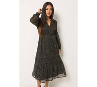 M&Co Women's Petite Abstract Spot Midi Dress in Black | Size: 8 M&Co Black 8