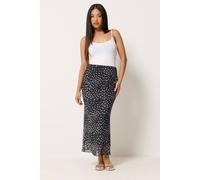 M&Co Women's Petite Animal Print Mesh Maxi Skirt in Dark Brown | Size: 16