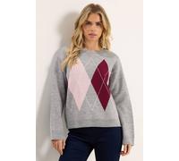 M&Co Petites Petite Argyle Jumper - Women's Grey