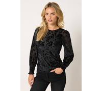 M&Co Women's Petite Barroque Velvet Top in Black | Size: 10 M&Co Black 10
