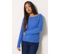 M&Co Women's Petite Boat Neck Long Sleeve Jumper in Cobalt | Size: 8/10