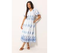 M&Co Women's Petite Broderie Cotton Dress in White | Size: 8 M&Co White 8