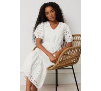Petite Broderie Tiered Dress M&Co White 18