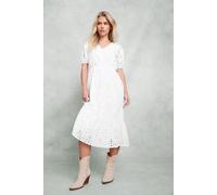 Petite Broderie Tiered Dress M&Co White 8