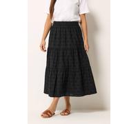 M&Co Women's Petite Broderie Tiered Maxi Skirt in Black | Size: 16 M&Co Black 16