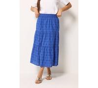 M&Co Women's Petite Broderie Tiered Maxi Skirt in Cobalt | Size: 12 M&Co Cobalt 12