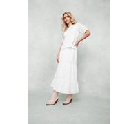 Petite Broderie Tiered Skirt M&Co White 18