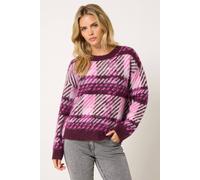 M&Co Women's Petite Brushed Check Jumper in Burgundy | Size: 12/14