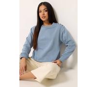 M&Co Women's Petite Button Detail Jumper in Light Blue | Size: 18