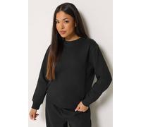 M&Co Women's Petite Button Detail Sweatshirt in Black | Size: 12