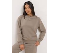 M&Co Women's Petite Button Detail Sweatshirt in Light Brown | Size: 8 M&Co Light Brown 8