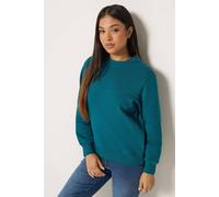 M&Co Women's Petite Button Detail Sweatshirt in Teal | Size: 8