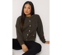 M&Co Women's Petite Button Through Cardigan Sweater in Chocolate | Size: 10/12