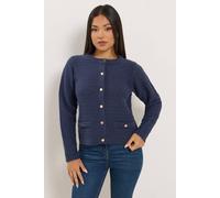 M&Co Women's Petite Button Through Cardigan in Mid Navy | Size: 12-14 M&Co Mid Navy 12-14