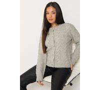 M&Co Women's Petite Cable Knit Button Up Cardigan Sweater in Natural | Size: 10/12