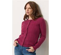 M&Co Women's Petite Cable Knit Cardigan in Raspberry | Size: 10-12 M&Co Raspberry 10-12