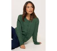 M&Co Women's Petite Cable Knit Cardigan in Green | Size: 12-14 M&Co Green 12-14