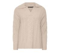 M&Co Women's Petite Cable Knit Collared Jumper in Cream | Size: 16/18