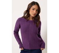 M&Co Women's Petite Cable Knit Jumper in Purple | Size: 12/14