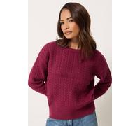 M&Co Women's Petite Cable Knit Jumper in Red | Size: 10/12
