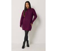 M&Co Women's Petite Cable Knit Tunic Jumper in Burgundy | Size: 12/14
