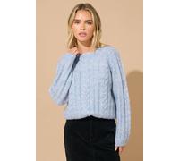M&co Petite Cable Knitted Jumper In Pale Blue Pale Blue 12-14