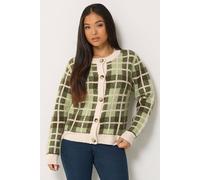 M&Co Women's Petite Check Cardigan in Light Green | Size: 16-18 M&Co Light Green 16-18