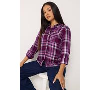 M&Co Women's Petite Check Shirt in Purple | Size: 12