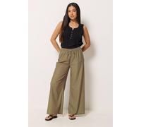 M&Co Women's Petite Check Wide Leg Trousers in Brown | Size: 18 M&Co Brown 18