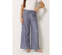 M&Co Women's Petite Check Wide Leg Trousers in Dark Blue | Size: 18 M&Co Dark Blue 18