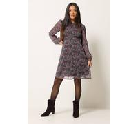 M&Co Women's Petite Chiffon Midi Dress in Black | Size: 14 M&Co Black 14