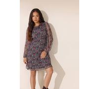 M&Co Petite Black Ditsy Floral Chiffon Midi Dress - Women's