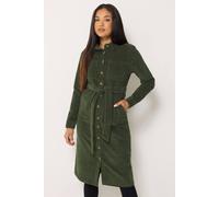 M&Co Women's Petite Corduroy Midi Shirt Dress in Dark Green | Size: 18