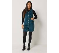 M&Co Women's Petite Corduroy Pinafore MIni Dress in Dark Blue | Size: 18