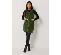 M&Co Women's Petite Corduroy Pinafore MIni Dress in Dark Green | Size: 18