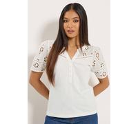 M&Co Women's Petite Cotton Embroidered T-Shirt in Ivory | Size: 12 M&Co Ivory 12