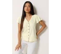 M&Co Women's Petite Short Sleeve Cotton Shirt in Lemon | Size: 8 M&Co Lemon 8