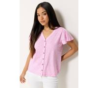 M&Co Petite Ditsy Floral Cotton Frill Sleeve Blouse - Women's Pink