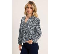 M&Co Petite Floral Cotton Long Sleeve Top - Women's Blue
