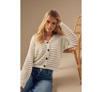M&Co Women's Petite Crochet Cardigan in Cream | Size: 16-18 M&Co Cream 16-18