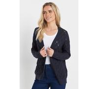 M&Co Women's Petite Crochet Cardigan Sweater in Dark Navy | Size: 10/12